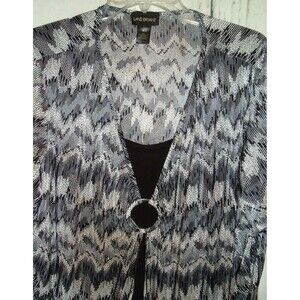 Lane Bryant Top White Black Accordion Pleat Layered look Blouse Shirt 18/20 plus